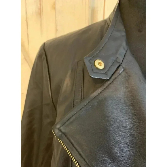 Michael Kors Real Leather Moto Jacket Asymmetrical Zip Black NWT $250 - 1X AS IS - Picture 7 of 16